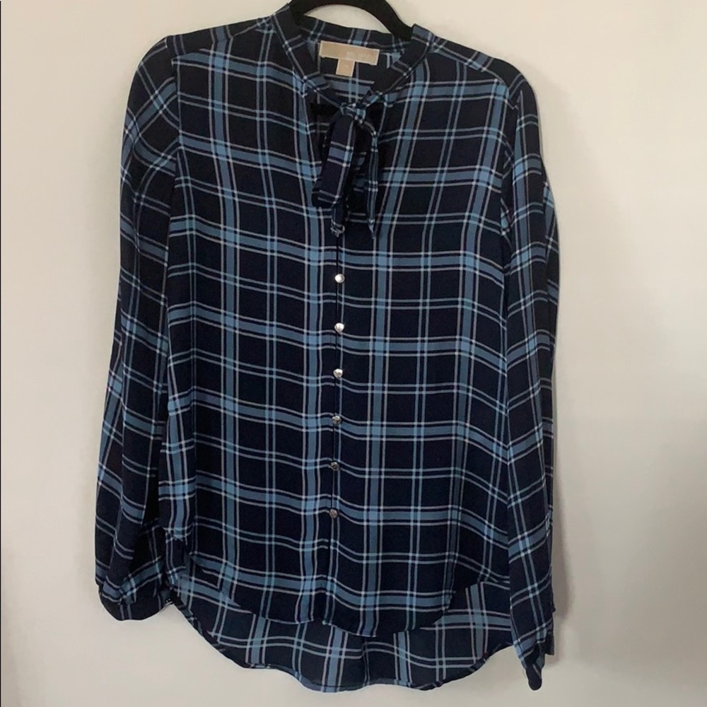 Michael Kors sheer plaid blouse